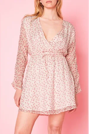 American Vintage Loose Long-sleeve Printed Wrap Mini Dress Elise