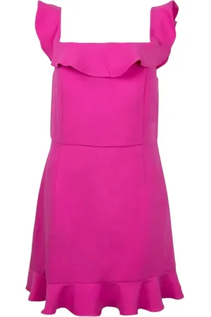 French Connection Frill Bardot Tlrd Dress Short Wild Rosa
