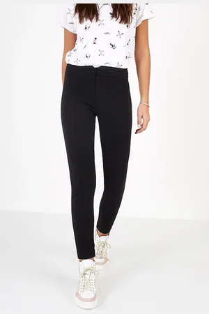 ICODE Black Treggings With Ribbed Waistband