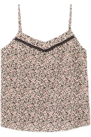 ICODE Off-white Leaf Print Lingerie-style Top