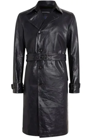 John Varvatos Trench Coat With Neck Strap Sleeve Strap Cadet Blue