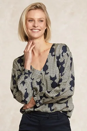 River Woods Ruffle Cuff Shirt In Blue