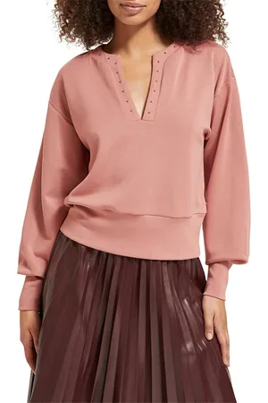 Scotch&Soda Open V-neck Beaded Sweatshirt Dusty Rose