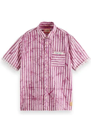 Scotch&Soda Relaxed-fit Batik Striped Short-sleeved Shirt Dahlia