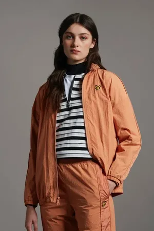 Lyle & Scott Perforated Funnel Neck Jacket Dusk Orange