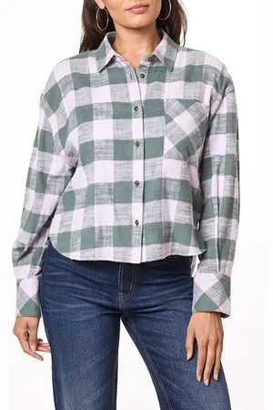 Scotch&Soda Oversized Cropped Shirt Balsam Green/orchid Petal
