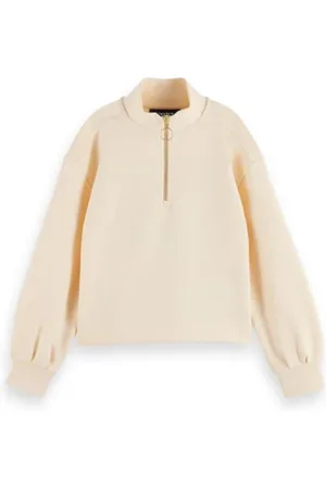 Scotch&Soda Half-zip Voluminous-sleeved Sweatshirt Vanilla