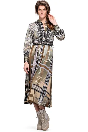 MUCHO GUSTO Dress Louvain Long Green Equestrian Paisley
