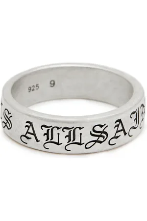 AllSaints Lincoln Logo Ring Warm Silver