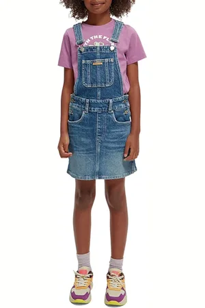 Scotch&Soda Girls Washed Denim Dungaree Dress —windcatcher