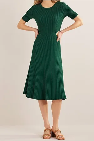 Boden Cut Out Knitted Midi Dress Emerald Night
