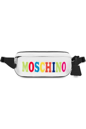 Moschino Multicolor Logo Canvas Belt Bag White