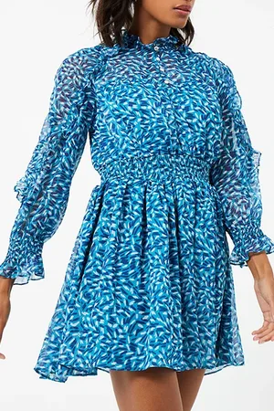 French Connection Billi Recy Hallie Frill Dress Blue