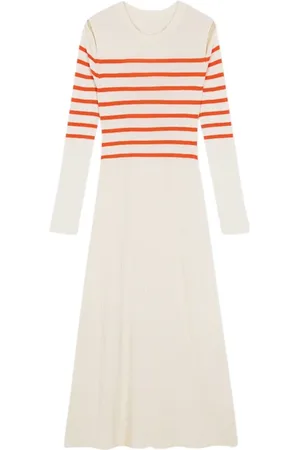 SCALPERS Open Stripes Knit Dress Orange Stripes