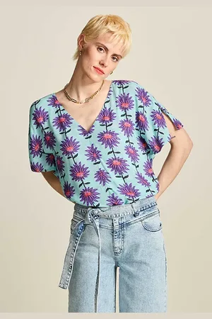 POM Amsterdam Top - Georgie Flower Aqua