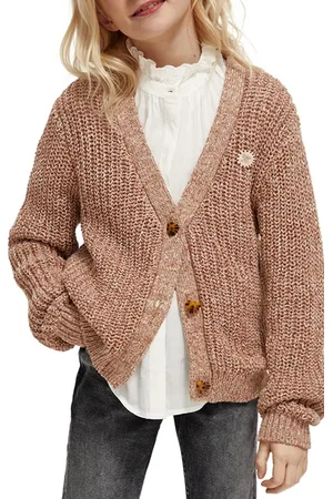 Scotch&Soda Girls Knitted Cardigan Sand Chocolate Melange
