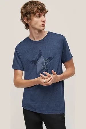 John Varvatos Ss Crew Tee - Torn Star Indigo