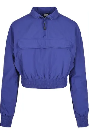Urban classics Ladies Cropped Crinkle Nylon Pull Over Jacket Bluepurple
