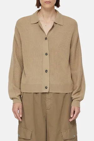 Closed Crew Neck Cardigan Brown Sugar
