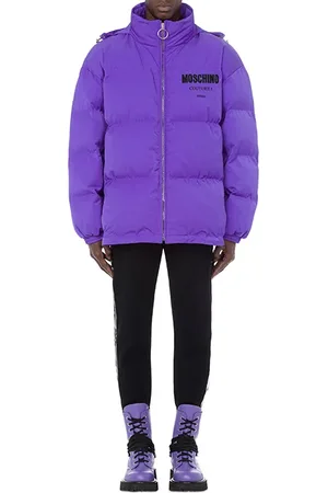 Moschino Vinyl Couture Technical Nylon Down Jacket Purple