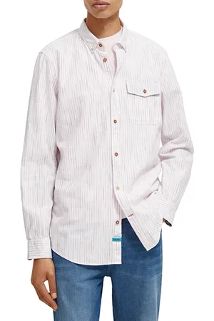 Scotch&Soda Stripe Linen Shirt Pink Stripe