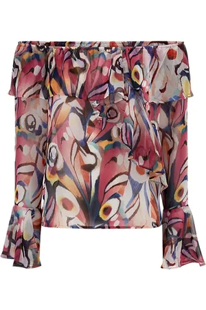 Guess GUESS Katie Off Shoulder Wonderland Blouse Print