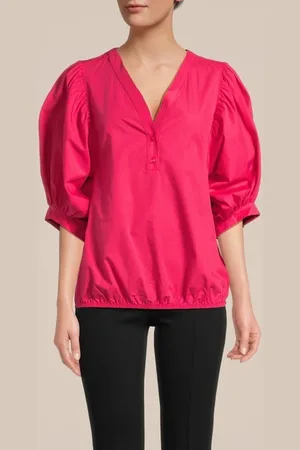 Summum Woman Top Puffy Sleeves Cotton Reds
