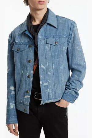 John Varvatos Trucker Jacket With Raw Edges Dutch Blue
