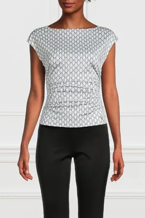Guess GUESS Brenda Top Pale Pearl Blue Blouse Comb