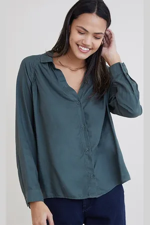 Bella Dahl Long Sleeve Raglan Shirt Dark Forest