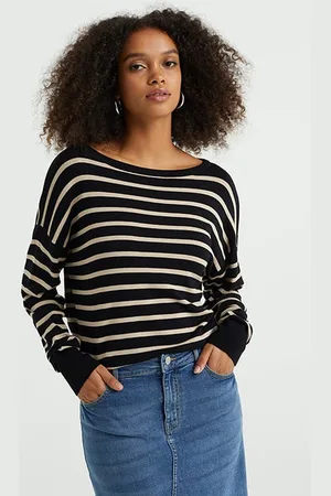 WE Fashion Knitted Pullover Black