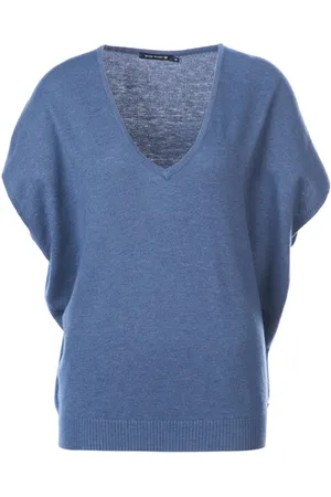 River Woods V-neck Poncho Blue