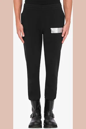 Moschino Silver Logo Organic Cotton Joggers Black