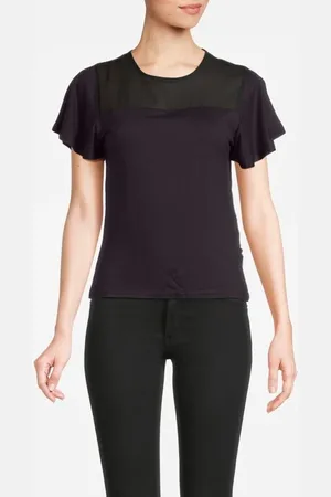 French Connection Panel Angel Sleeve Top Black