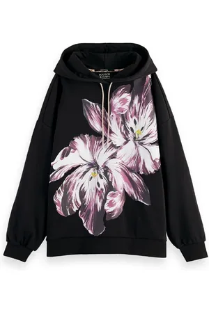 Scotch&Soda Painted Tulip Oversized-fit Hoodie Black