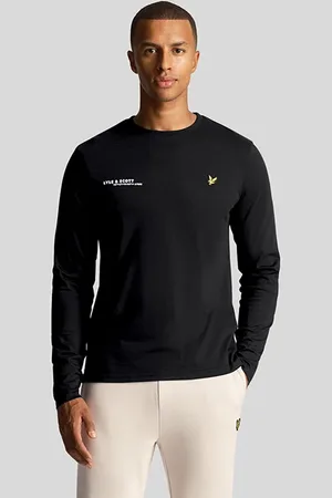 Lyle & Scott Co-ordinate Print Plain Long Sleeve T-shirt Jet Black