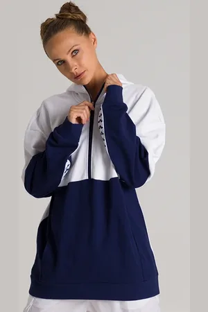 Arena Hooded Half Zip Panel Sweat Team White-navy