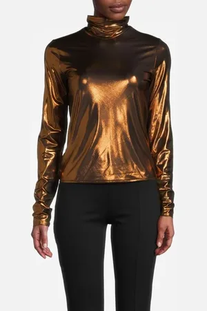 FORTE FORTE Forte Forte Chic Laminated Jersey Turtleneck Bronzo