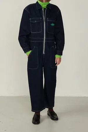 American Vintage Shirt Collar Zipped Jumpsuit Brut