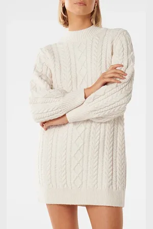 Forever New Harper Cable Jumper Knit Dress Porcelain