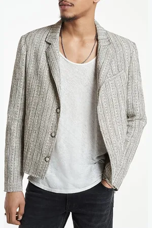 John Varvatos Short Jacket With Welt Chest Pkt Angled Black/white