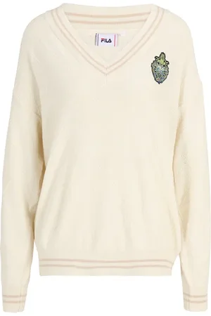 Fila Telling Knitted V-neck Sweater Antique White