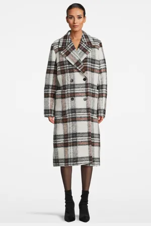 AllSaints Esme Check Coat Black/white/brown