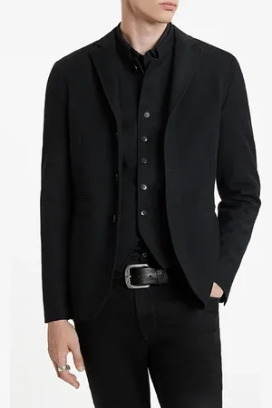 John Varvatos Slim Fit Notch Lapel Jkt With Btn Closur Black