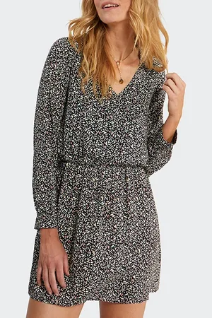 ICODE Black Leaf Print Dress