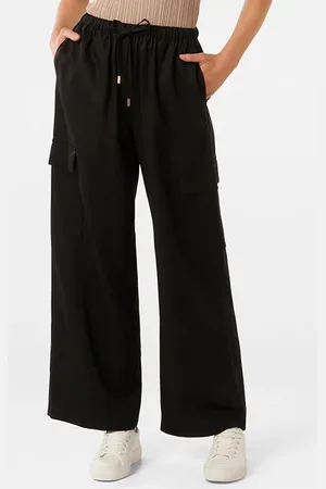 Forever New Elsie Elastic Waist Cargo Black
