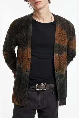 John Varvatos Solano Regular Fit Linen Boucle Cardigan Copper