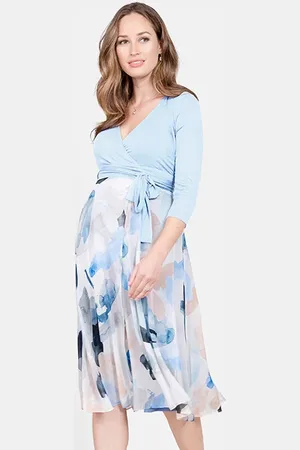 Séraphine Maternity Wrap Dress Blue