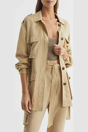 Reiss Joanie-cupro Trench Coat Neutral