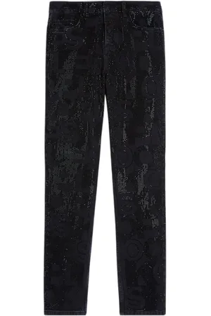 The Kooples Jean Slim Noir Logo Strass Black Washed